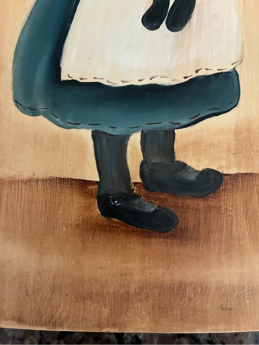 Vintage Wood Prairie/Amish Girl holding Doll Wall Plaque to hang